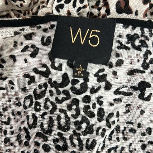 W5 Leopard Print 3/4 Sleeve V-neck Knotted Front Top Size L - Picture 5 of 8